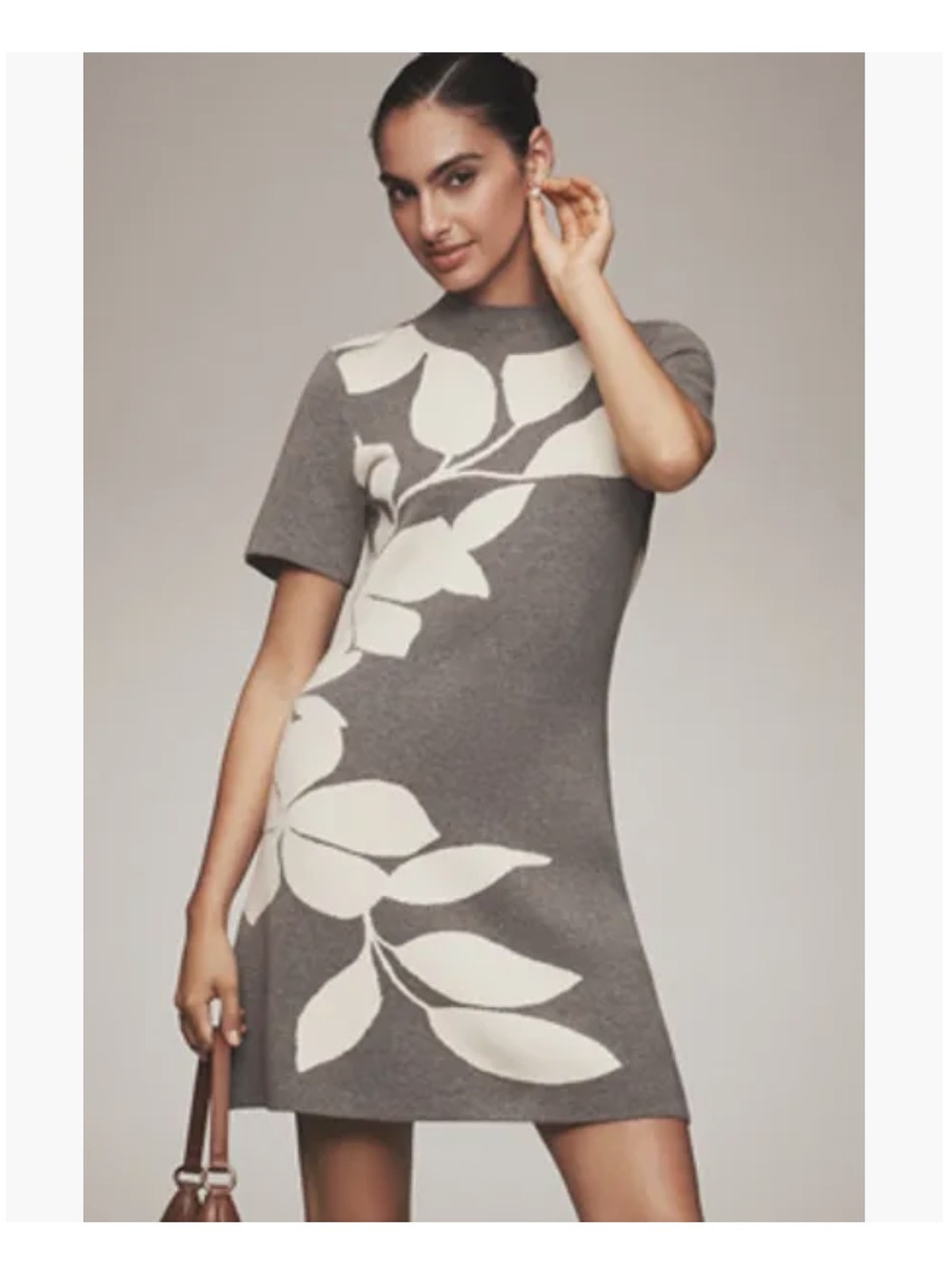 ANTHROPOLOGIE Nina Short-Sleeve Mock Neck Mini Dress XS